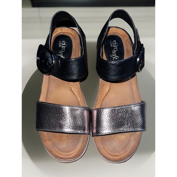 Eurosoft Sandals Women's 9 Lasara Flat Ankle Strap Black Bronze - Picture 3 of 10